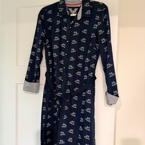 Tommy Hilfiger Dark Blue Sailboat Print Belted Shirt Dress